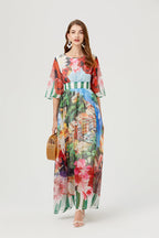 Printed Backless Strap Slim fit High Waist Dress Large A Line Dress