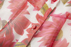 Gorgeous Red Flower Print Elegant High End Dress Sling Set