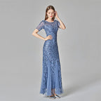 Banquet Host Slim Mesh Sequ Evening Dress Fishtail Dress for