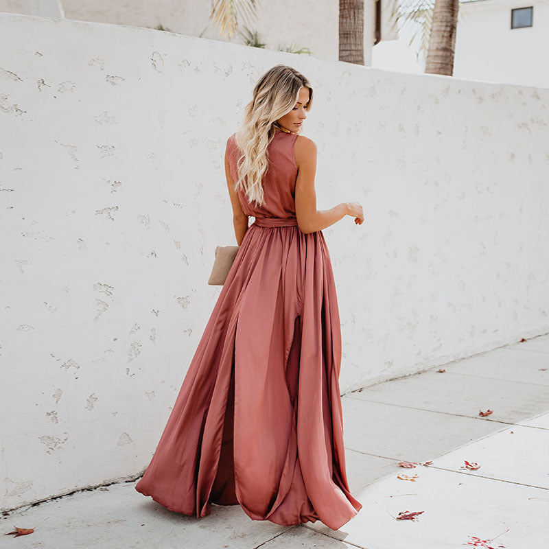 Ramona Timeless Exquisite Neck Sleeveless Long Fashion Dress Chic Silhouette Collection