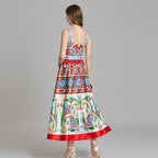 Elegant Printed Sleeveless A Line Maxi Dress