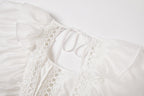 Cool Cotton Stitching Lace Hollow Dress Sleeve Dress