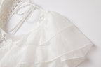 Cool Cotton Stitching Lace Hollow Dress Sleeve Dress