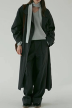 Silhouette Stand Collar Minimalist Commuting Long Trench Overcoat