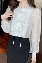 Beige Splice Buckle Shirt