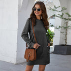 Wichita Cotton Pocketed Sweatshirt Dress Portabella