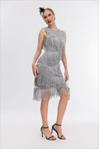 Vintage Beaded Fringe Party Dress