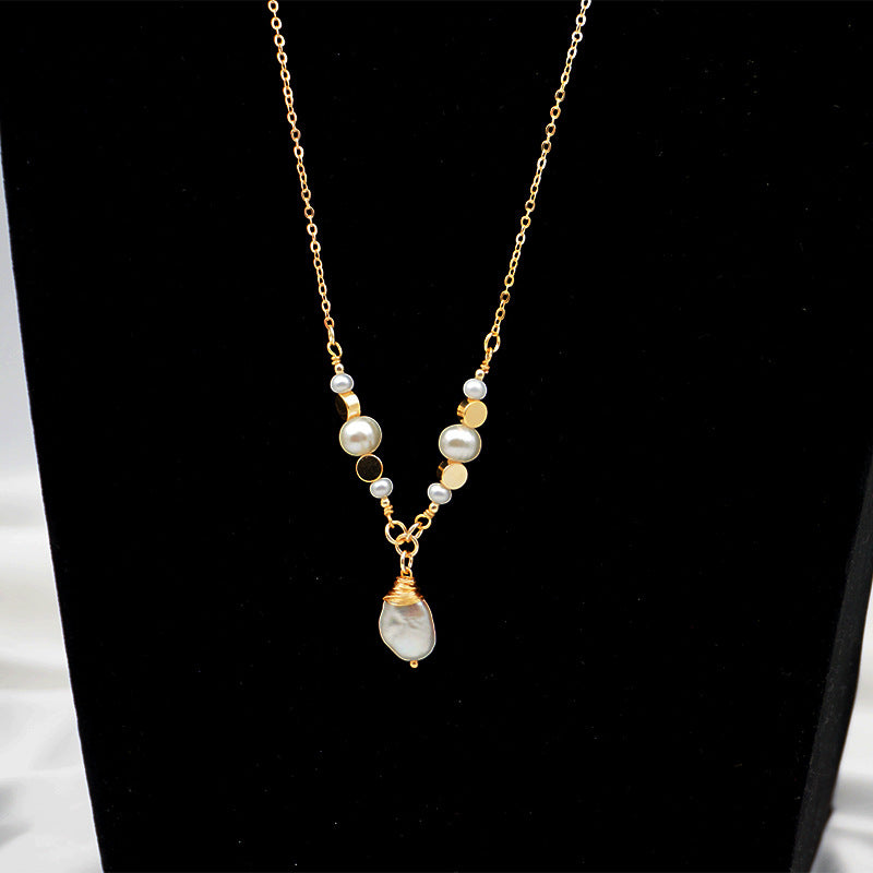 Baroque Pearl Drop Pendant Layered Necklace