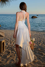 Fit High Waist Halter Neck Backless Maxi Dress
