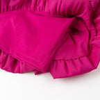 Tube Top Irregular Asymmetric Slim Fit Ruffled Stitching Mini Dress Rose Red