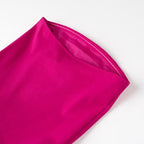 Tube Top Irregular Asymmetric Slim Fit Ruffled Stitching Mini Dress Rose Red