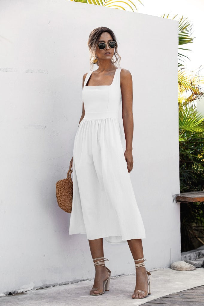 Teagan Cotton Tiered Babydoll Dress Off White