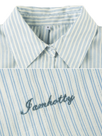 Hinda Pinstripe Shirt Skirt Set