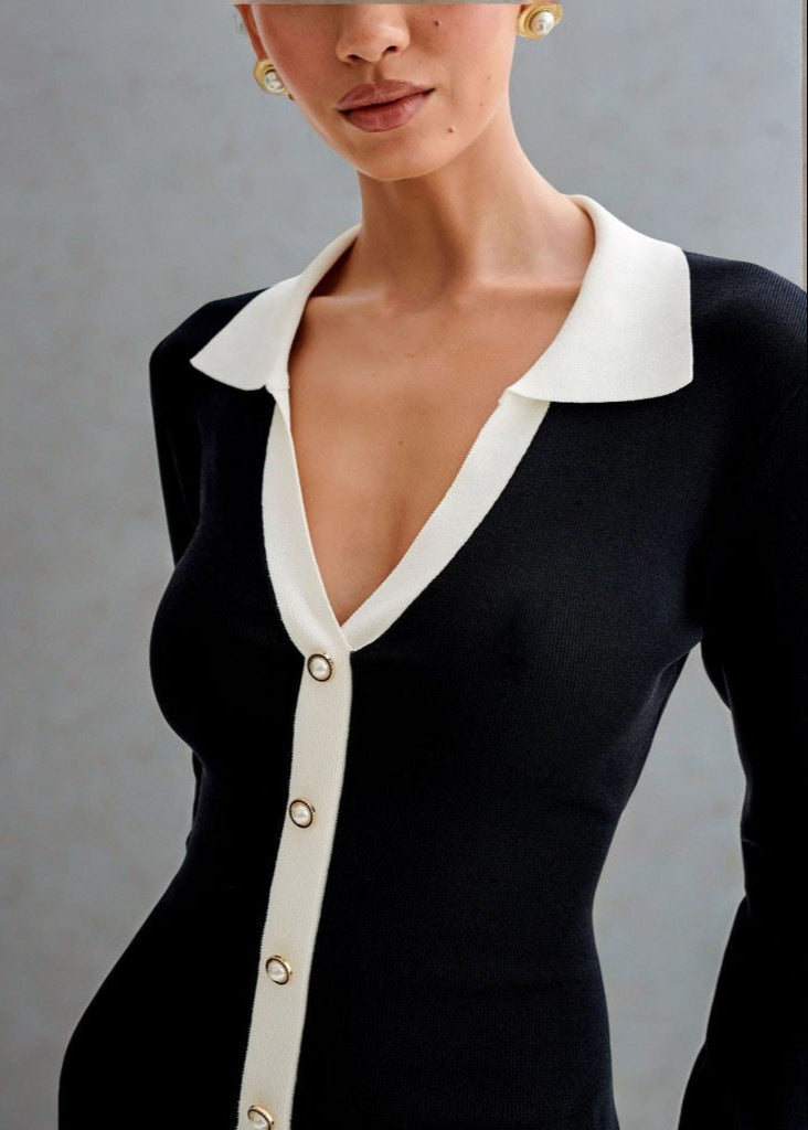 Celeste Contrast Trim Knit Dress