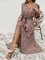 Fresh Print Maxi Dress-Red