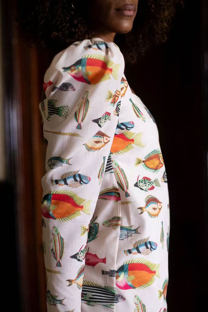 Ramona Boutique Mini Dress with Fish Print Designer Edit