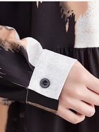 Comfort Large Size Loose Printing Collar A-Line Dress