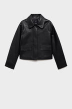 Faux-leather jacket with pockets