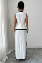 Romantic Lace Trim Vest High Waist Skirt Set