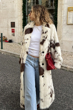 Animal Print Faux Fur Long Sleeve Warm Overcoat