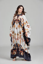 Print Floral Crew Neck With Slit Dress
