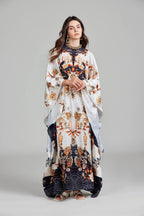 Print Floral Crew Neck With Slit Dress