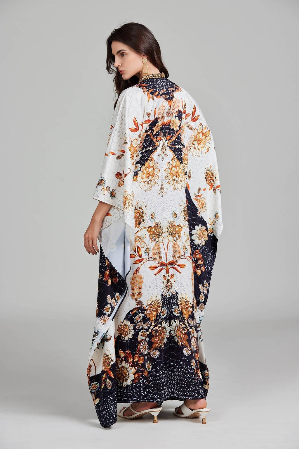 Print Floral Crew Neck With Slit Dress