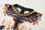 Print Floral Crew Neck With Slit Dress