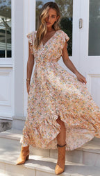 Parks Floral Tassel Maxi Dress Ivory Multi