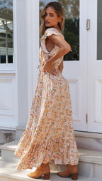 Parks Floral Tassel Maxi Dress Ivory Multi
