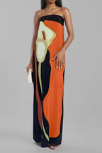 Loose Fit Printed Off Shoulder Vacation Dress
