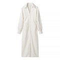 Simple V neck Jacquard Drawstring Dress