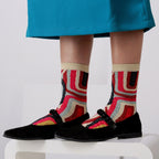 Two Tone Ribbed Cuff Crew Socks