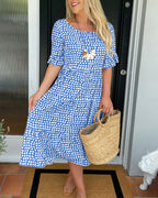 Elizabeth Luxe Print Dress with Sleeves Everyday Edit
