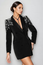 Niera Diamond Embellishment Blazer-Black