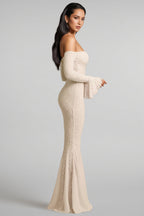 Kaeln Off-Shoulder Ruffle Lace Maxi Dress
