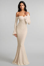 Kaeln Off-Shoulder Ruffle Lace Maxi Dress