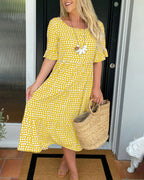 Elizabeth Luxe Print Dress with Sleeves Everyday Edit