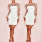 Carmina Statement Sleeve Bodycon Dress Shell FINAL