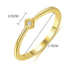 Sterling Silver Square Geometric Zirconia Ring