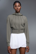 Cropped Waist Tie Active Zip Hoodie