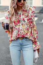 By The Garden Floral Print Long Sleeve Smocked Top - 6 Colors