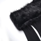 Onyx Fur Midi Dress Black
