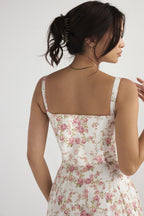 Lucía Boutique Vintage Tight Dress with Floral Pattern and Waist Evening Wear Edit