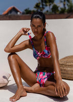 Tropic Bloom Ruched Strap Bikini Set
