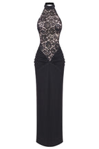 Janice Halterneck Lace Floral Maxi Dress