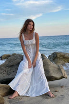 Isla Dreams TieRed Maxi Dress with Smocked Bodice