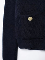 Gold Decorated Row Button Short Knitted Cardigan