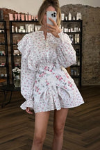 Romantic Ruffled Long Sleeve Mini Floral Dress