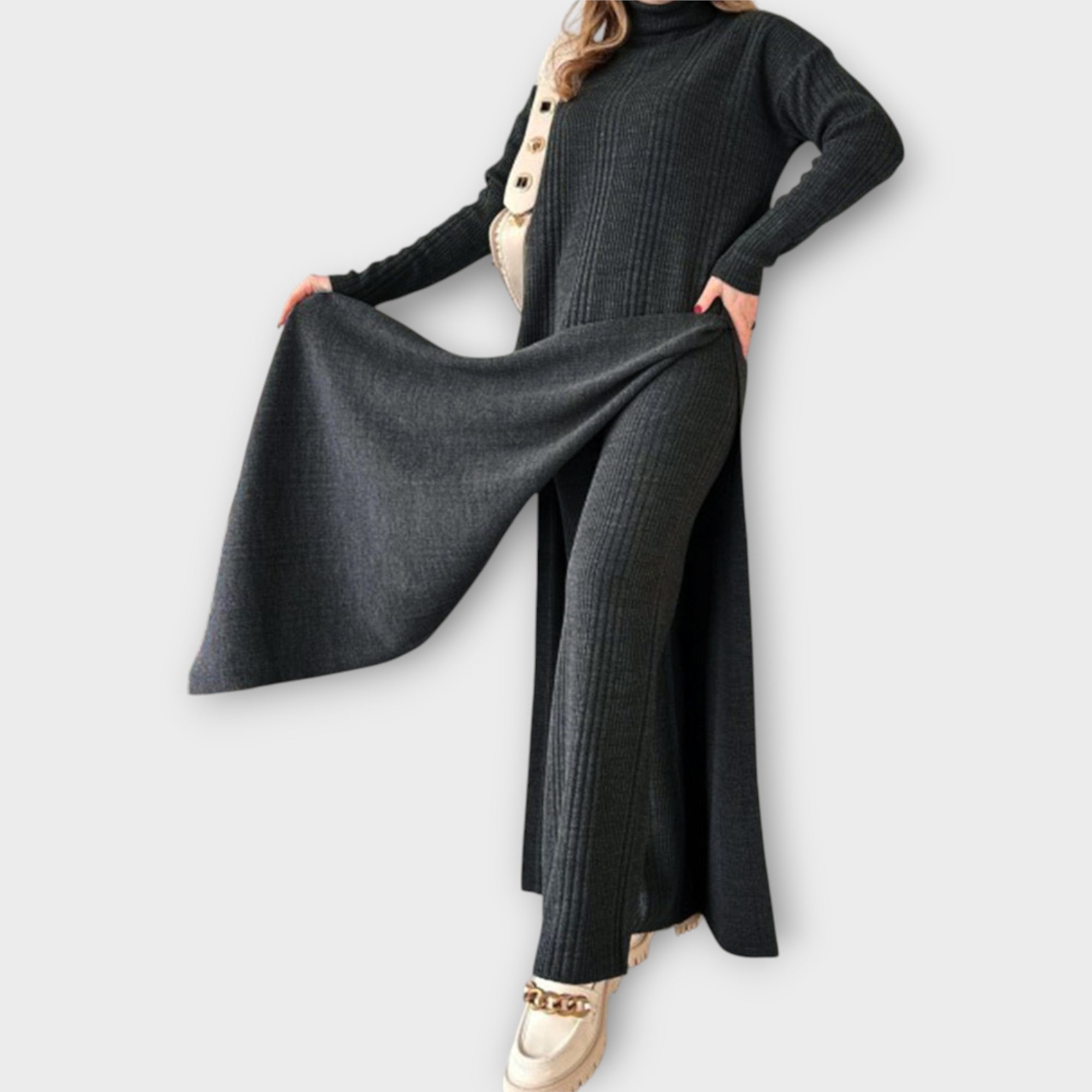 Elegant Ribbed Knit Co-ord Set